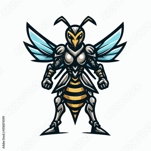 The Majestic Honeybee Guardian: A stylized illustration of a formidable honeybee warrior, exuding strength, determination, and the essence of nature's guardian. 