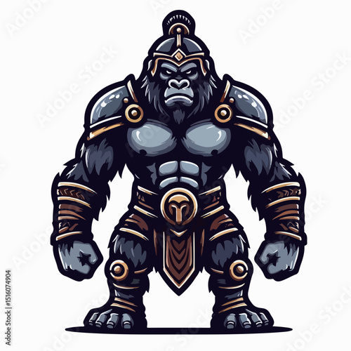 King Kong Warrior: A mighty gorilla, adorned in battle armor, stands tall and vigilant. This image blends power with artistry, evoking the spirit of a true champion.