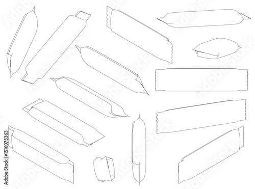 A set of different Snack are drawn in black. The Snack are all same sizes and are arranged in a grid. The Snacks are all rectangles
