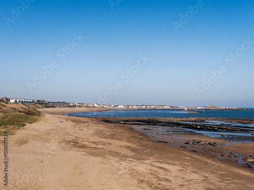 Newbiggin bythe Sea, a Northumberland village, with copy space.