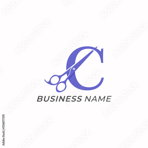 design logo combine letter C and scissors