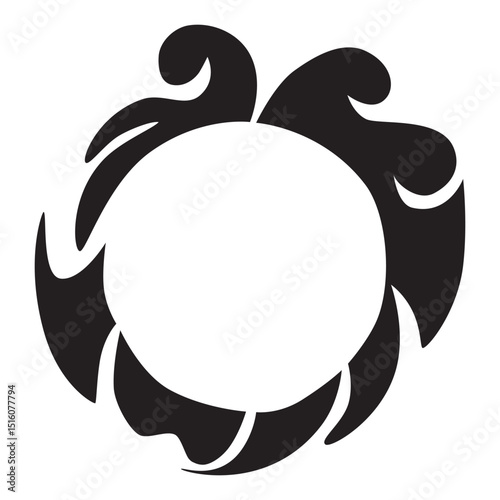 Floral Frame Circle Shape, Simple Hand Draw Sketch Vector Illustration