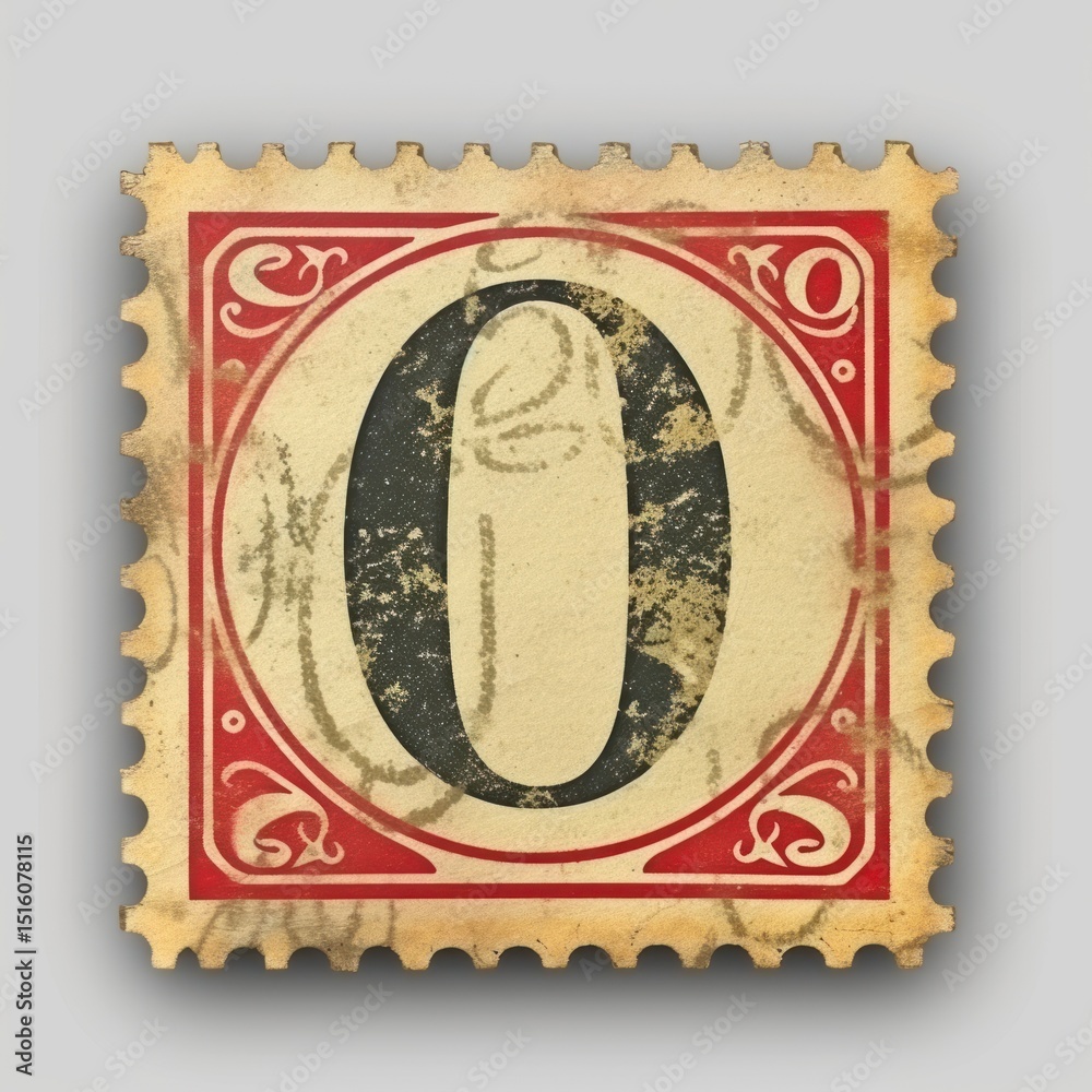 Obraz premium Vintage Number 0 postage stamp.