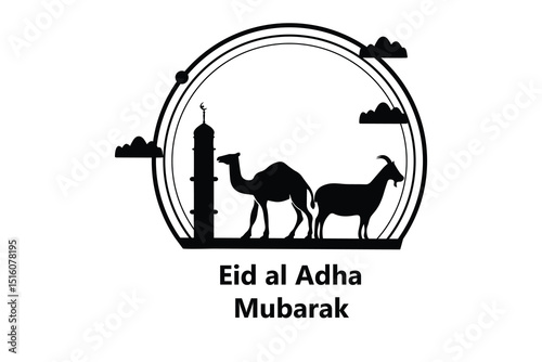 Eid al Adha silhouette vector 