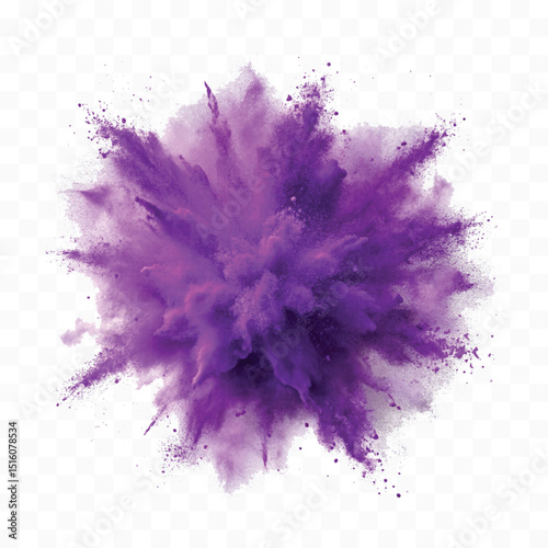 realistic violet lilac color powder dust explosion in different style isolated on a white background