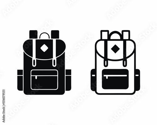 Backpack icon vector silhouette illustration isolated on white background