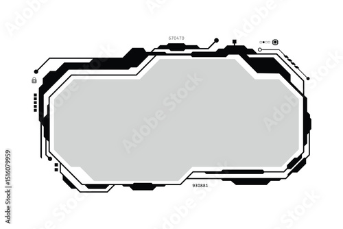 Futuristic HUD interface with circuit board design and security elements