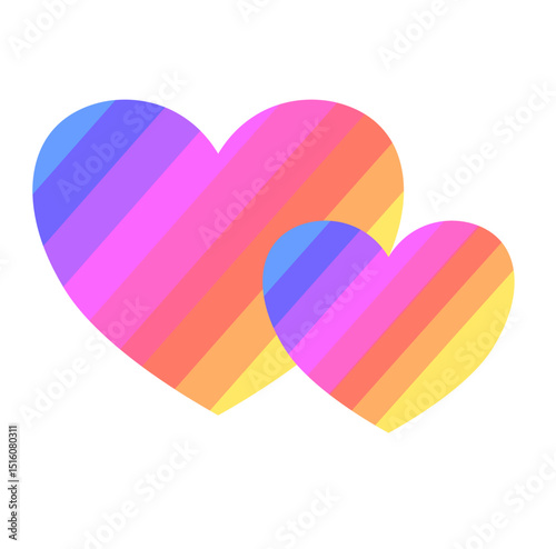 Rainbow striped heart symbolizing LGBTQ+ pride, love, and unity in a vibrant, minimal cartoon style.