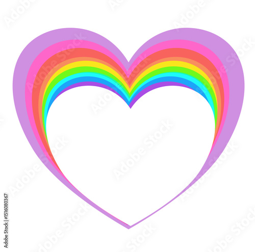 Rainbow striped heart symbolizing LGBTQ+ pride, love, and unity in a vibrant, minimal cartoon style.