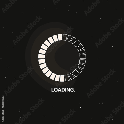 Circular loading progress indicator on black background design  