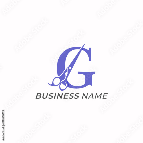 logo design creative letter G and scissors icon