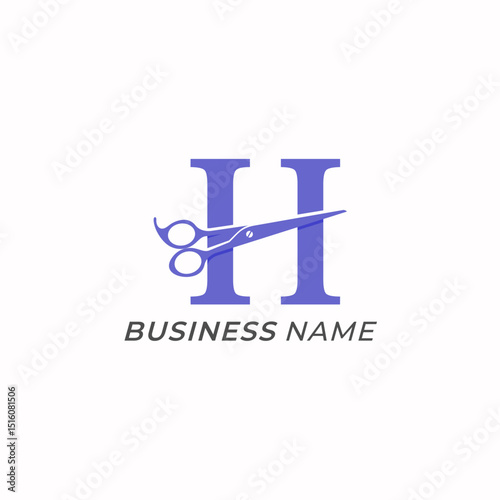 design logo creative letter H and scissors
