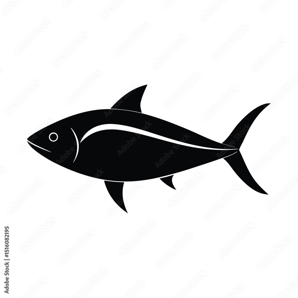 Tuna Swimming Vector Silhouette Tuna Swimming Vector Silhouette