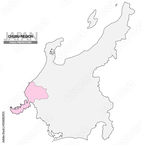 日本地図 中部地方 福井県 県境無し 03
