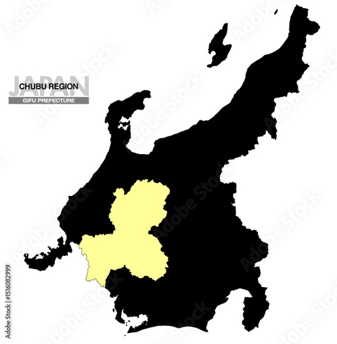 日本地図 中部地方 岐阜県 県境無し 01