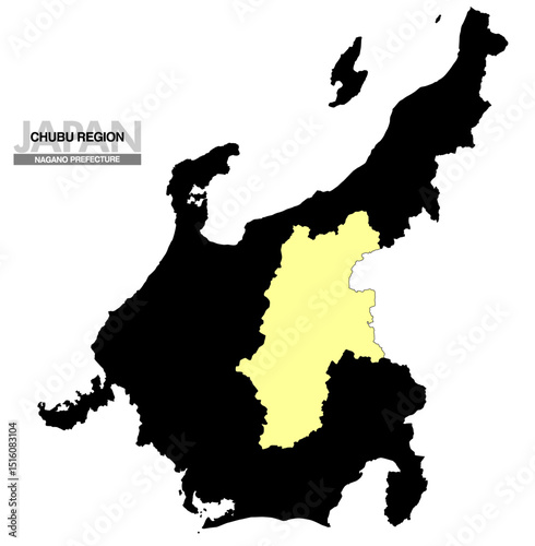 日本地図 中部地方 長野県 県境無し 01