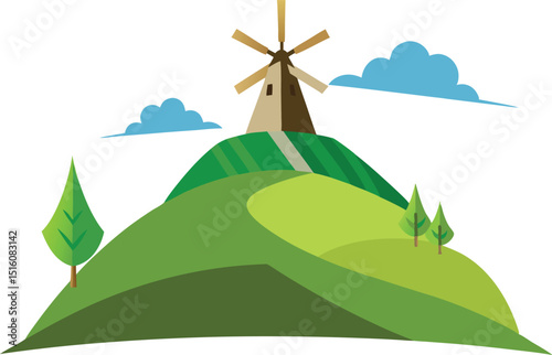 Hill with windmill