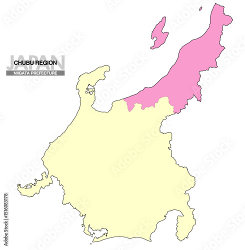 日本地図 中部地方 新潟県 県境無し 02