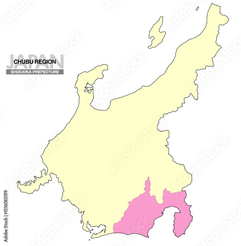 日本地図 中部地方 静岡県 県境無し 02