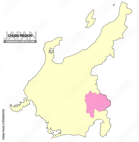 日本地図 中部地方 山梨県 県境無し 02