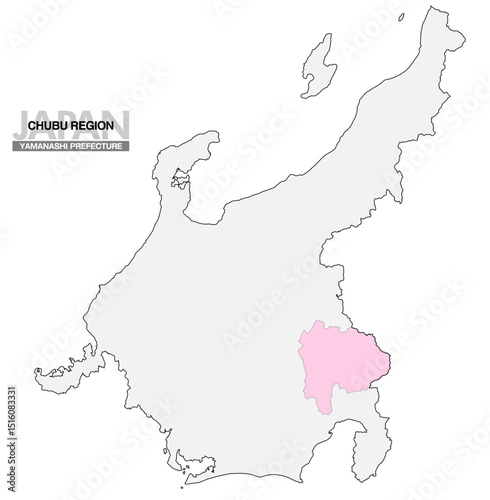 日本地図 中部地方 山梨県 県境無し 03