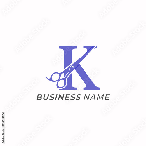 design logo creative letter K and scissors icon