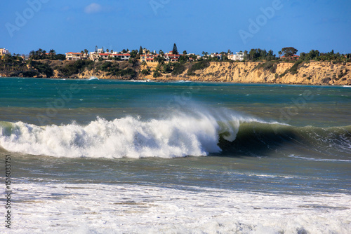 Fototapeta Naklejka Na Ścianę i Meble -  Powerful Waves Crashing on the Coast, Paphos, Cyprus, 24.11.2024..