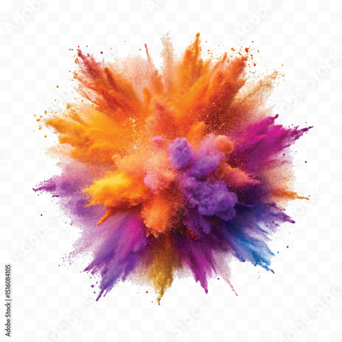 realistic violet lilac color powder dust explosion in different style isolated on a white background