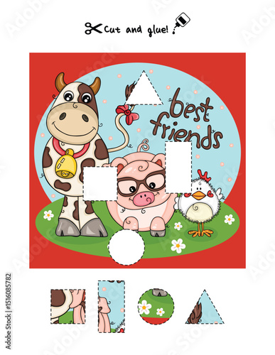Cut and Glue Activity with Best Friends Farm Animals