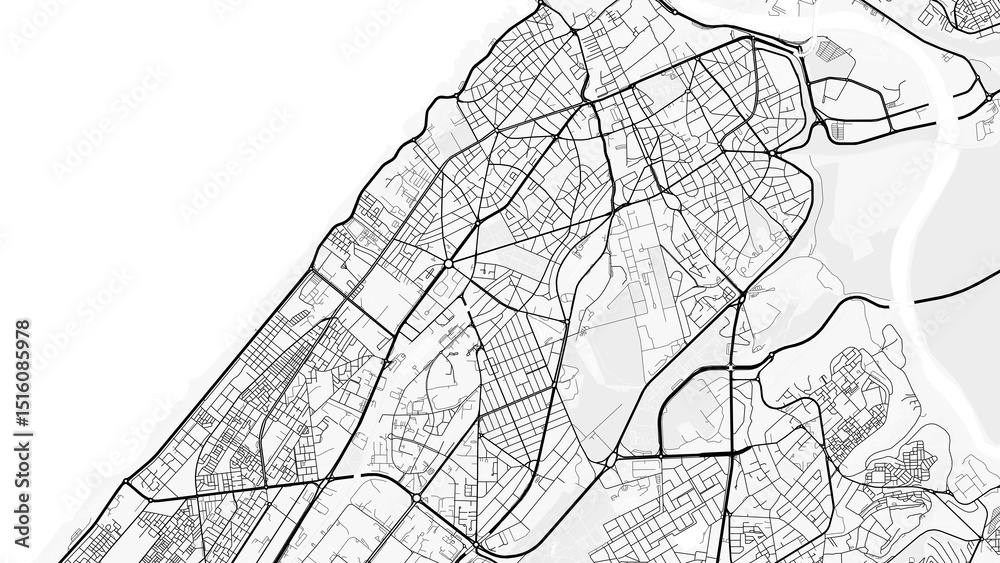 Obraz premium Rabat City Map. Minimalist black and white line art poster for printing, wallpaper, wall art for home and office decor