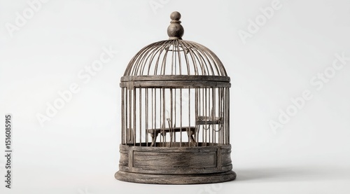 Empty Wooden Birdcage