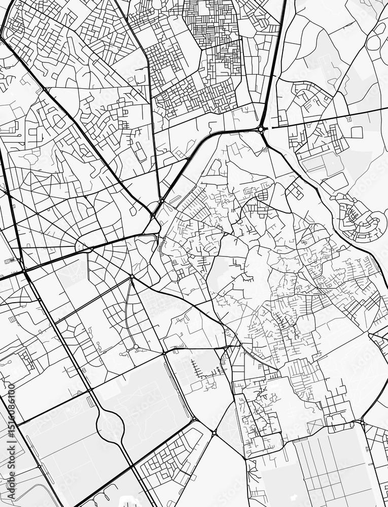 Fototapeta premium Marrakesh Map. Minimalist black and white line art poster for printing, wallpaper, wall art for home and office decor