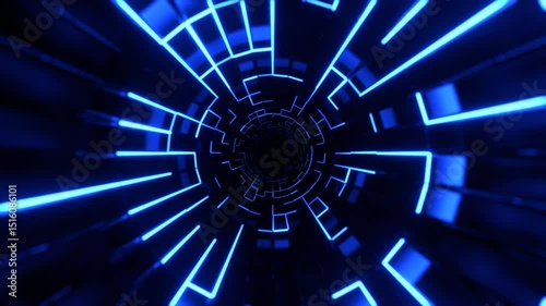 Blue and Red Endless Tunnel of Neon Pulses Background VJ Loop in 4K