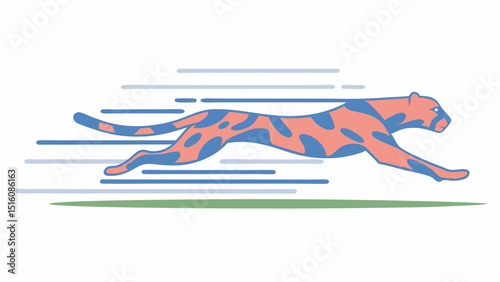 A powerful stylized jaguar leaps forward with dynamic motion lines conveying speed and energy on