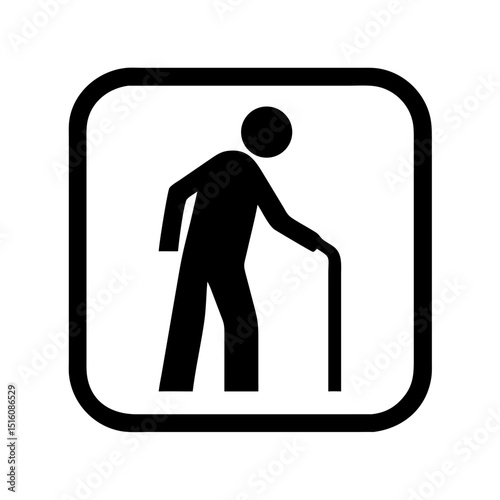 Elderly person walking with a cane as a symbol of support and aging  