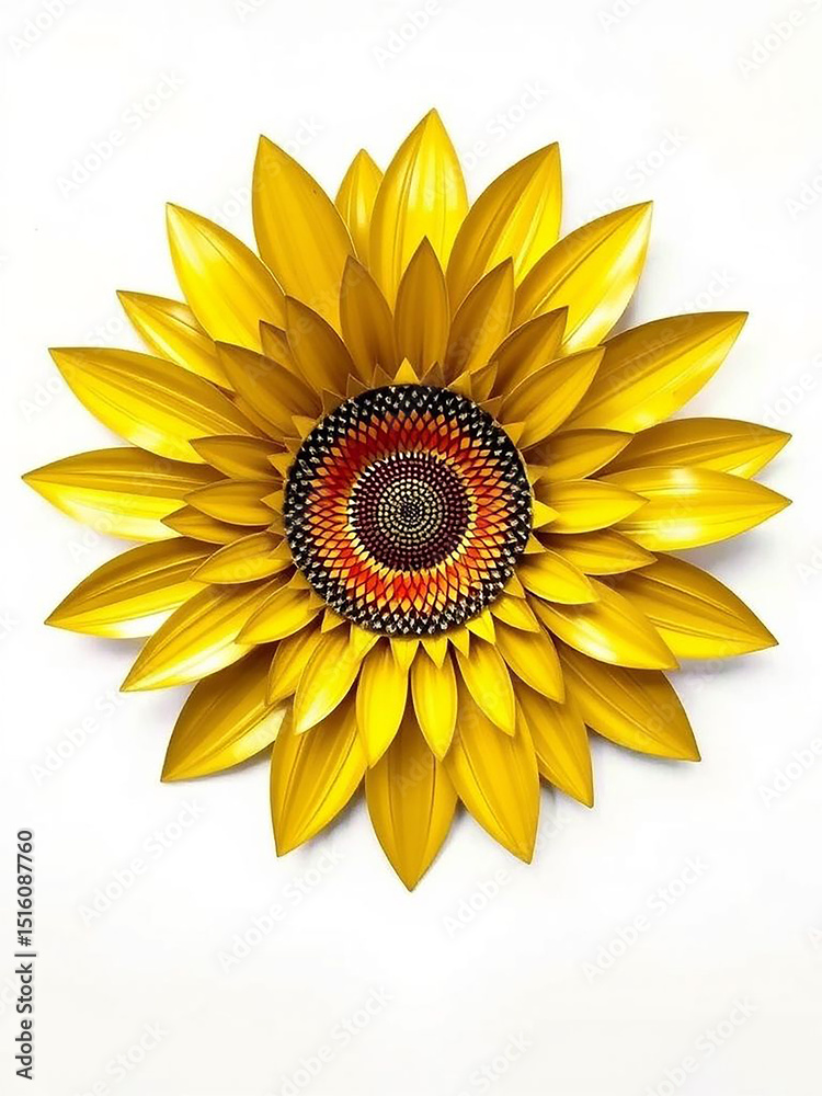 Naklejka premium Realistic 3d render of a vibrant sunflower against a clean white background
