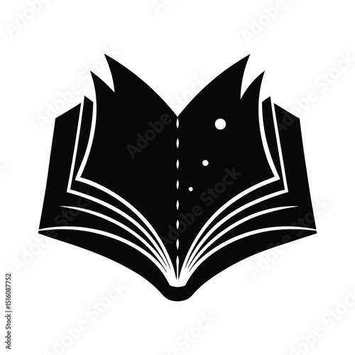 Open Book Literary Vector Silhouette