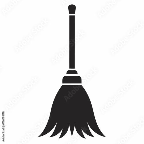 Broom icon vector silhouette illustration isolated on white background