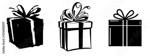 A Christmas-related icon of a present box created using crayon and chalk in a modern drawing