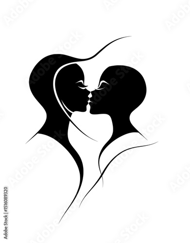 A contemporary depiction of a man and woman, showcasing beauty, with surreal facial features, suitable for utilization as a flyer template or in web design applications
