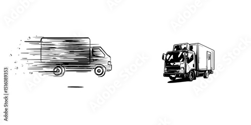 A contemporary symbol of a delivery vehicle characterized by sleek lines and gradients, ideal for depicting logistics, shipping services, or transportation in digital visuals