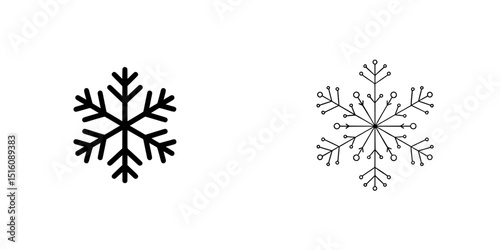 A modern symbol of a snowflake, characterized by its simplicity and clean lines, signifies the winter season and is often associated with cold temperatures or festive holidays