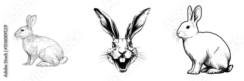 A hand-drawn rabbit sketch created during the modern dawn illustration era