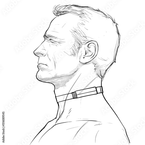 Medical face mask depicted in a modern hand drawn illustration with sketch engraving and drawing elements