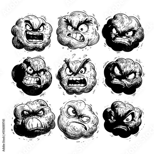 A cloud-like retro box and a sketch of a talk balloon are used to express grunge anger, with colorful pencil comics that often include insults and profanity