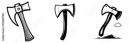 This modern cartoon axe illustration is hand-drawn, isolated, and ideal for various graphic projects, including work tool icons or character designs, boasting a simple yet unique style