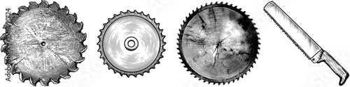 Circular Saw Blade Detailed Black and White Outline Line Art Drawing with Sharp Teeth Engrave’ becomes ‘Intricate Black and White Line Art of a Circular Saw Blade Featuring Sharp Teeth and Engraving