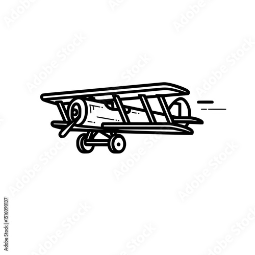 The icon features a minimalist black-and-white line art design of a simple airplane in a modern and professional style