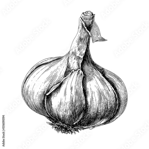 A stock image features a detailed illustration of an onion, with focus on its unique shape and the texture, positioned against a plain background