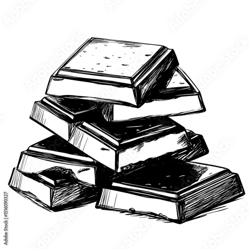 An up-to-date, hand-sketched image of chocolate, positioned on a clean white background